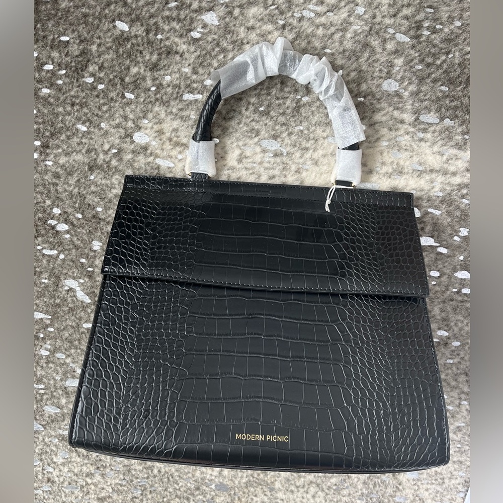 Modern Picnic Large Luncher Black Croc lunchbox cooler